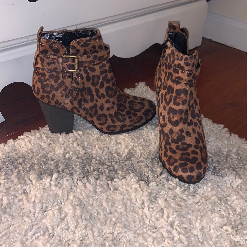 Cheetah print booties